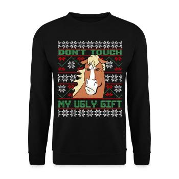 Dont Touch Ugly Brown Horse Rider Winter - Unisex Sweatshirt - black - Front - Alina (178cm) & Michal (187cm)