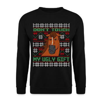 Dont Touch Ugly Brown Horse Rider Winter - Unisex Sweatshirt - black - Front - Alina (178cm) & Michal (187cm)
