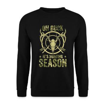 Hunting Season Vintage Antler Wild Animal Hunt - Unisex Sweatshirt - black - Front - Alina (178cm) & Michal (187cm)