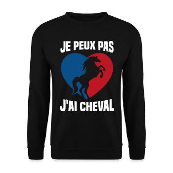 Je Peux Pas J'ai Cheval Vintage Cœur Cadeau - Sweat-shirt Unisexe - noir - Devant - Alina (178cm) & Michal (187cm)