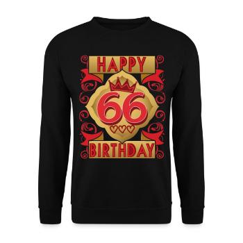 66. Geburtstag 66 Jahre alt Spruch, Vintage-Design - Unisex Pullover - Schwarz - Vorne - Alina (178cm) & Michal (187cm)
