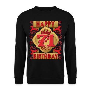71. Geburtstag 71 Jahre alt Spruch, Vintage-Design - Unisex Pullover - Schwarz - Vorne - Alina (178cm) & Michal (187cm)