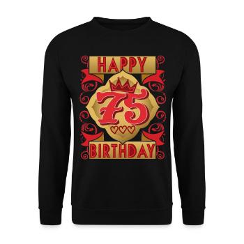 75. Geburtstag 75 Jahre alt Spruch, Vintage-Design - Unisex Pullover - Schwarz - Vorne - Alina (178cm) & Michal (187cm)