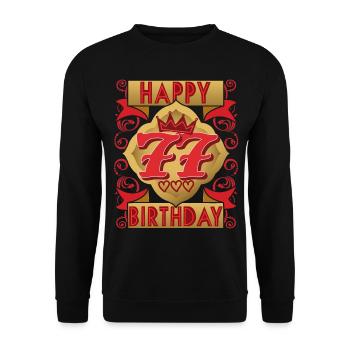 77. Geburtstag 77 Jahre alt Spruch, Vintage-Design - Unisex Pullover - Schwarz - Vorne - Alina (178cm) & Michal (187cm)
