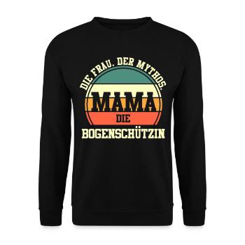 Bogen BogenschützeMama Mutter Bogensport Bogenschi - Unisex Pullover - Schwarz - Vorne - Alina (178cm) & Michal (187cm)