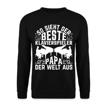 So sieht der beste Klavierspieler und Papa aus - Unisex Pullover - Schwarz - Vorne - Alina (178cm) & Michal (187cm)