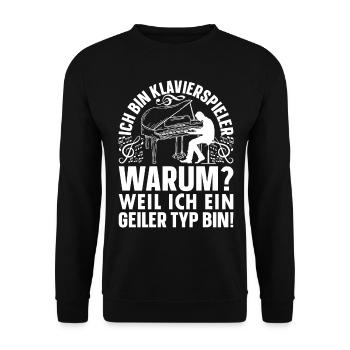 Klavierspieler Pianisten - Ich bin Klavierspieler - Unisex Pullover - Schwarz - Vorne - Alina (178cm) & Michal (187cm)