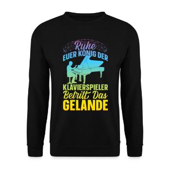 Klavier Spieler Pianisten - Lustige Klavierspieler - Unisex Pullover - Schwarz - Vorne - Alina (178cm) & Michal (187cm)