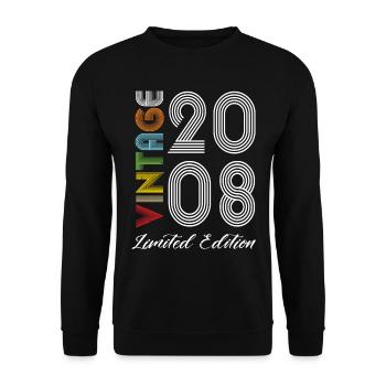 Vintage 2008 Vintage Geburtstag Retro Vintage - Unisex Pullover - Schwarz - Vorne - Alina (178cm) & Michal (187cm)