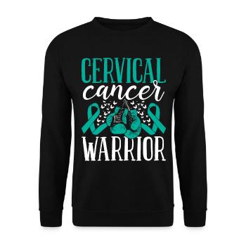 Cervical Cancer Awareness Ribbon Gloves Warrior - Unisex Sweatshirt - black - Front - Alina (178cm) & Michal (187cm)