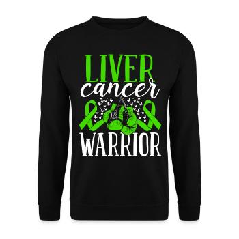 Liver Cancer Awareness Ribbon Gloves Warrior - Unisex Pullover - Schwarz - Vorne - Alina (178cm) & Michal (187cm)