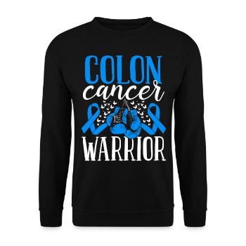 Colon Cancer Awareness Ribbon Gloves Warrior - Unisex Pullover - Schwarz - Vorne - Alina (178cm) & Michal (187cm)