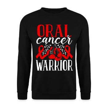 Oral Cancer Awareness Ribbon Gloves Warrior - Unisex Sweatshirt - black - Front - Alina (178cm) & Michal (187cm)