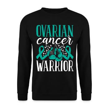 Ovarian Cancer Awareness Ribbon Gloves Warrior - Unisex Pullover - Schwarz - Vorne - Alina (178cm) & Michal (187cm)