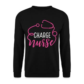 Charge Nurse Appreciation Heart Stethoscope - Unisex Pullover - Schwarz - Vorne - Alina (178cm) & Michal (187cm)