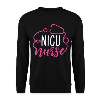 Nicu Nurse Appreciation Heart Stethoscope - Unisex Pullover - Schwarz - Vorne - Alina (178cm) & Michal (187cm)