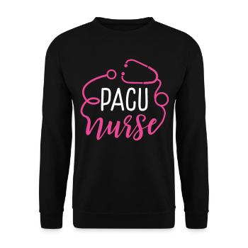 PACU Nurse Appreciation Heart Stethoscope - Unisex Pullover - Schwarz - Vorne - Alina (178cm) & Michal (187cm)