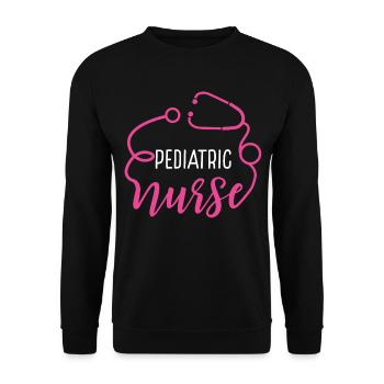 Pediatric Nurse Appreciation Heart Stethoscope - Unisex Pullover - Schwarz - Vorne - Alina (178cm) & Michal (187cm)