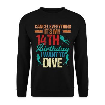 14 Year Old Scuba Diver Birthday Idea Snorkeling - Unisex Sweatshirt - black - Front - Alina (178cm) & Michal (187cm)