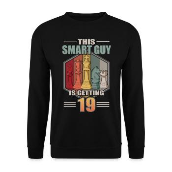 Smart Guy Is Getting 19 Retro Chess 19 Birthday - Unisex Sweatshirt - black - Front - Alina (178cm) & Michal (187cm)