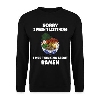 Kawaii Anime Japonais Coréen Ramen Noodle Soup - Sweat-shirt Unisexe - noir - Devant - Alina (178cm) & Michal (187cm)