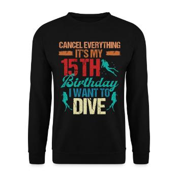 15 Year Old Scuba Diver Birthday Idea Snorkeling - Unisex Sweatshirt - black - Front - Alina (178cm) & Michal (187cm)
