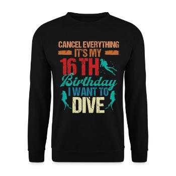 16 Year Old Scuba Diver Birthday Idea Snorkeling - Unisex Pullover - Schwarz - Vorne - Alina (178cm) & Michal (187cm)