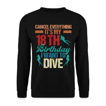 18 ans Scuba Diver Birthday Idea Snorkeling - Sweat-shirt Unisexe - noir - Devant - Alina (178cm) & Michal (187cm)