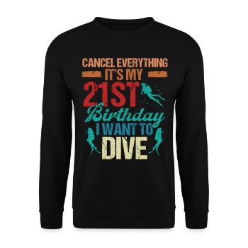 21 ans Plongeur Scuba Birthday Idea Snorkeling - Sweat-shirt Unisexe - noir - Devant - Alina (178cm) & Michal (187cm)