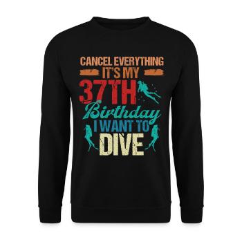 37 Year Old Scuba Diver Birthday Idea Snorkeling - Unisex Sweatshirt - black - Front - Alina (178cm) & Michal (187cm)
