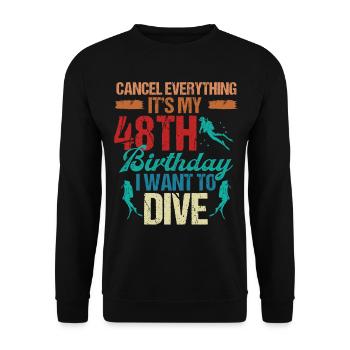 48 ans Plongeur Scuba Birthday Idea Snorkeling - Sweat-shirt Unisexe - noir - Devant - Alina (178cm) & Michal (187cm)