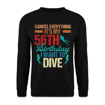 56 Year Old Scuba Diver Birthday Idea Snorkeling - Unisex Pullover - Schwarz - Vorne - Alina (178cm) & Michal (187cm)