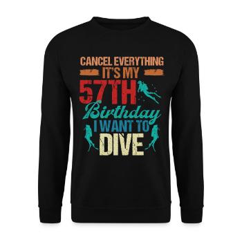 57 Year Old Scuba Diver Birthday Idea Snorkeling - Unisex Sweatshirt - black - Front - Alina (178cm) & Michal (187cm)