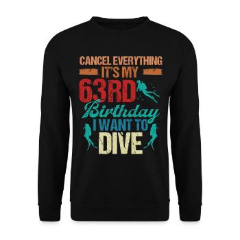 63 Year Old Scuba Diver Birthday Idea Snorkeling - Unisex Pullover - Schwarz - Vorne - Alina (178cm) & Michal (187cm)