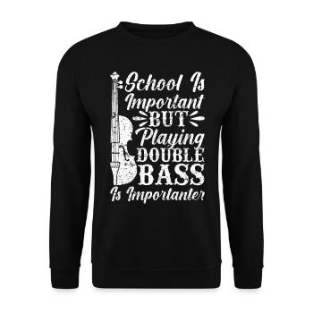 Playing Double Bass - Double Bass School Boys - Unisex Pullover - Schwarz - Vorne - Alina (178cm) & Michal (187cm)