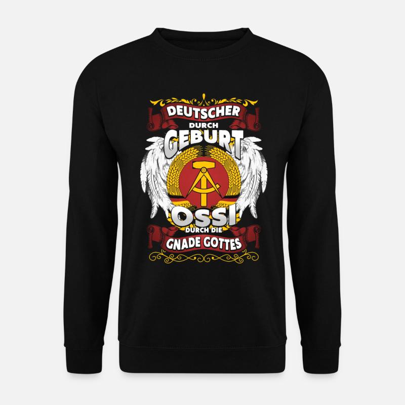 Deutscher Ossi durch die Gnade Gottes DDR Stolz - Unisex Pullover - Schwarz