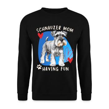 Schnauzer, Schnauzer-Terrier, Schnauzer-Mom Spruch - Unisex Pullover - Schwarz - Vorne - Alina (178cm) & Michal (187cm)