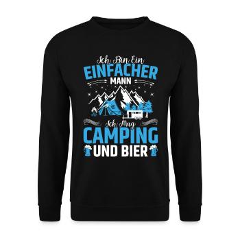 Bin Ein Einfacher Mann Ich Mag Camping Und Bier - Unisex Pullover - Schwarz - Vorne - Alina (178cm) & Michal (187cm)