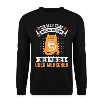 Ich Mag Keine Morgenmenschen - Unisex Pullover - Schwarz - Vorne - Alina (178cm) & Michal (187cm)