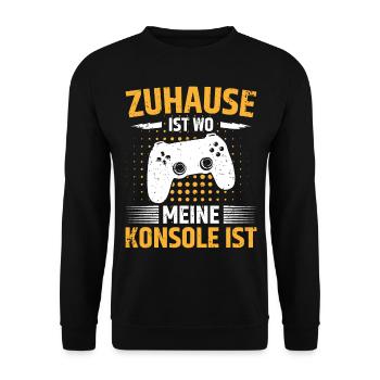 Zuhause Ist wo meine Konsole Ist - Unisex Pullover - Schwarz - Vorne - Alina (178cm) & Michal (187cm)