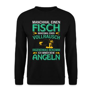 Manchmal einen Fisch,manchmal einen Vollrausch - Unisex Pullover - Schwarz - Vorne - Alina (178cm) & Michal (187cm)