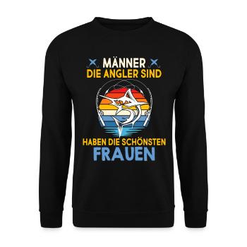 Männer die Angler sind,haben die schönsten Frauen - Unisex Pullover - Schwarz - Vorne - Alina (178cm) & Michal (187cm)