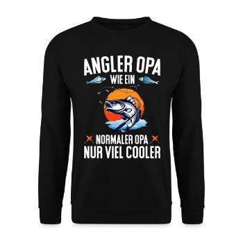 Angler Opa,wie ein normaler Opa, nur viel cooler - Unisex Pullover - Schwarz - Vorne - Alina (178cm) & Michal (187cm)
