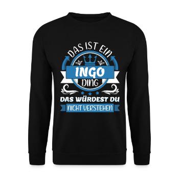 Îngo Name Vorname Namenstag Namensgeschenk - Unisex Pullover - Schwarz - Vorne - Alina (178cm) & Michal (187cm)