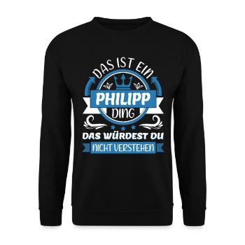 Philipp Name Vorname Namenstag Namensgeschenk - Unisex Pullover - Schwarz - Vorne - Alina (178cm) & Michal (187cm)