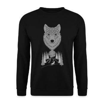 Tête de loup motif d’animal sauvage imprimé avec loup - Sweat-shirt Unisexe - noir - Devant - Alina (178cm) & Michal (187cm)