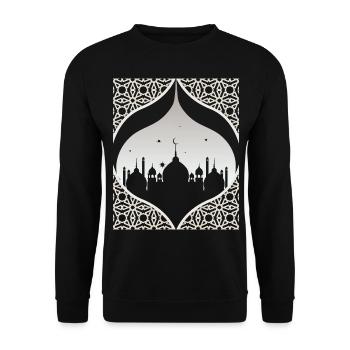 Mosque, Islamic faith, Ramadan Kareem - Unisex Sweatshirt - black - Front - Alina (178cm) & Michal (187cm)