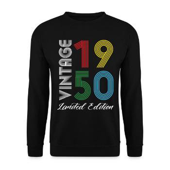 Vintage 1950 Vintage Birthday Retro Vintage - Unisex Sweatshirt - black - Front - Alina (178cm) & Michal (187cm)