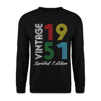 Vintage 1951 Vintage Geburtstag Retro Vintage - Unisex Pullover - Schwarz - Vorne - Alina (178cm) & Michal (187cm)