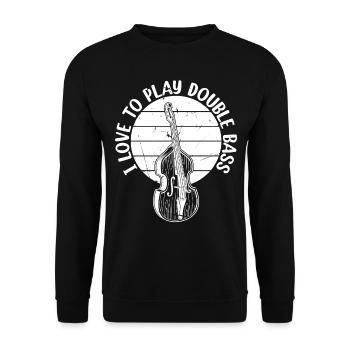 I Love To Play Double Bass - Double Bass Player Do - Unisex Pullover - Schwarz - Vorne - Alina (178cm) & Michal (187cm)
